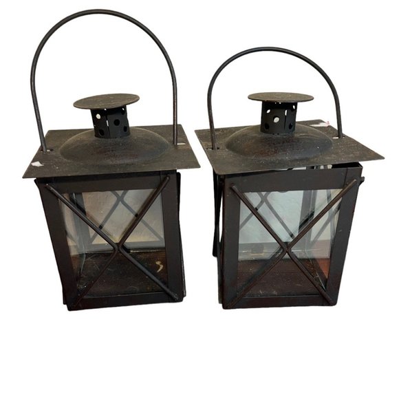 Sun Flowers Decoupaged Metal Lantern Set of 2 Hand Crafted & Hand Painted Decor - Picture 10 of 12
